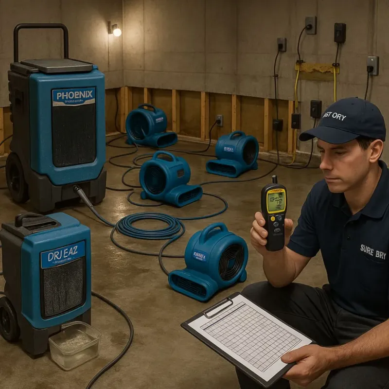Structural Drying and Dehumidification process in Avon, MA